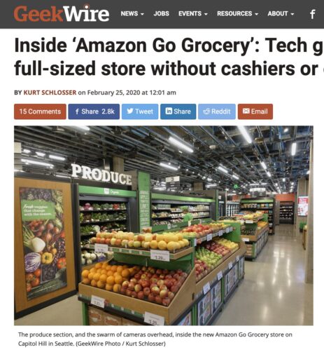 Amazonがレジなしスーパーマーケットをオープン