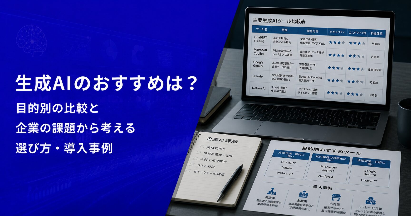 生成AIのおすすめは？目的別の比較と企業の課題から考える選び方・導入事例【2026年版】