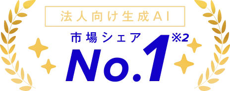 サードパーティー提供型 法人向け生成AI 市場シェア No.1